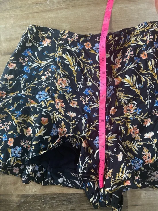 Kimchi Blue Black Floral Ruffle Shorts with Blue and Pink Accentst - Picture 7 of 10